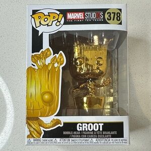 Funko Pop Groot #378 Gold Chrome Marvel Studios 10 Years Exclusive